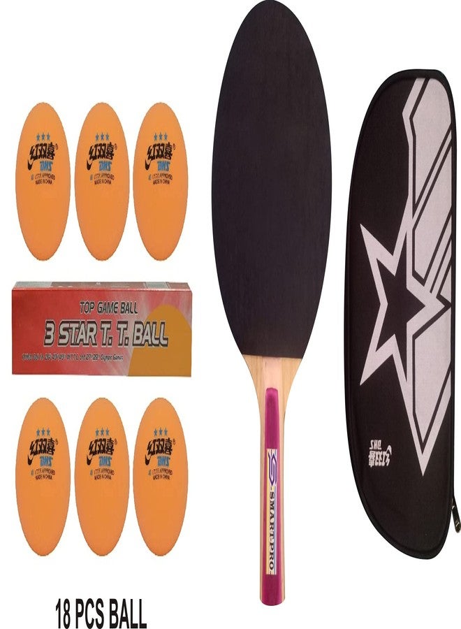 دي إتش أس كرة تنس الطاولة DHS 40 مم، 3 نجوم، برتقالية (علبة من 6 قطع) 18 قطعة مع مضرب تنس الطاولة SMART PRO وغطاء مضرب DHS - Image 1