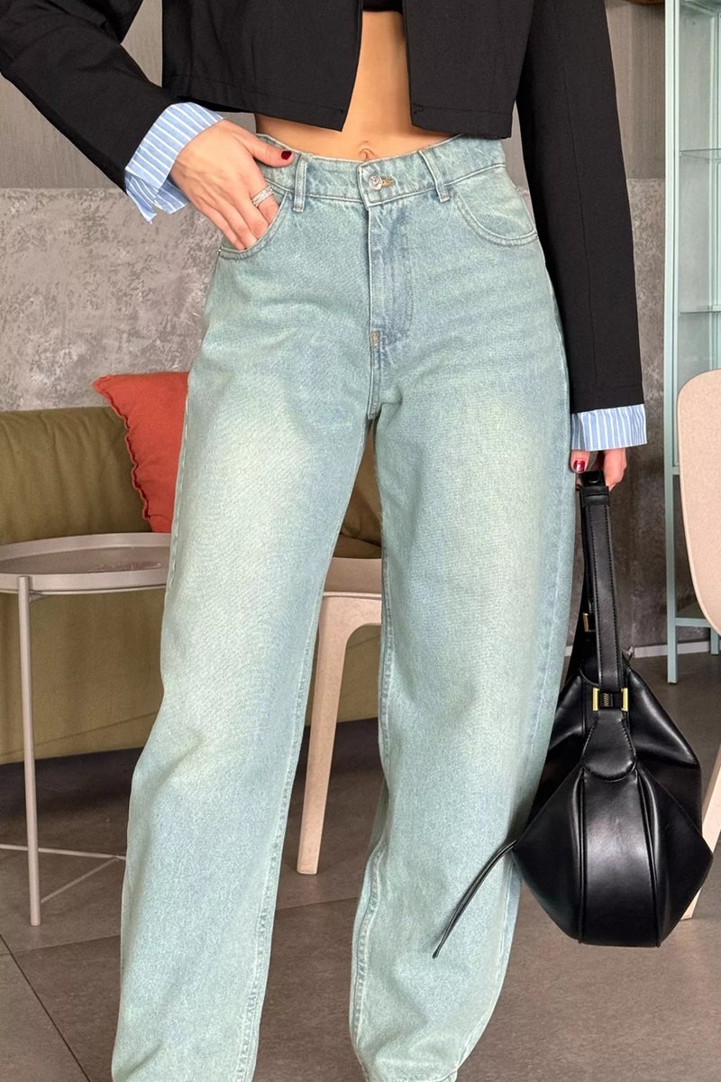 Gülseli High Waist Belt Detailed Women's Jeans  - Image 3