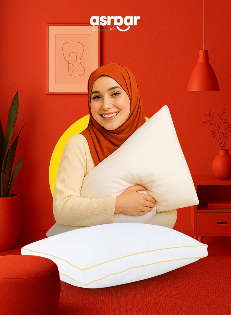 Asraar Premium 20 cm Thick Cotton Bed Pillow, 1000 Grams Hotel-Quality Cooling Pillow, Standard Size 90 x 50 cm - Ideal for All Sleep Positions, Fluffy Bed Pillows for Bed, Machine Washable Bed Pillow - White 1 Pillow - Image 1