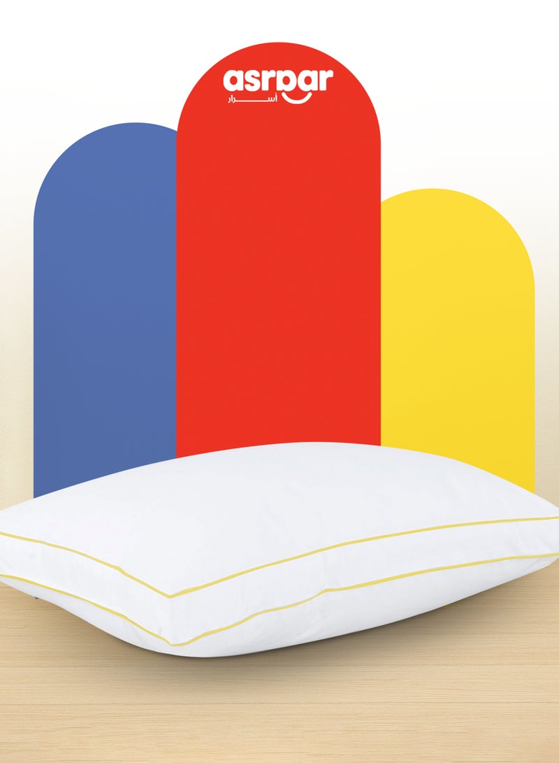 Asraar Premium 20 cm Thick Cotton Bed Pillow, 1000 Grams Hotel-Quality Cooling Pillow, Standard Size 90 x 50 cm - Ideal for All Sleep Positions, Fluffy Bed Pillows for Bed, Machine Washable Bed Pillow - White 1 Pillow - Image 3