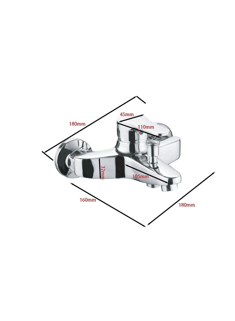 خلاط دش للحمام والاستحمام ساخن و بارد مصنوع من سبائك الزنك مضاد للصدأ اللون كروم - Image 2