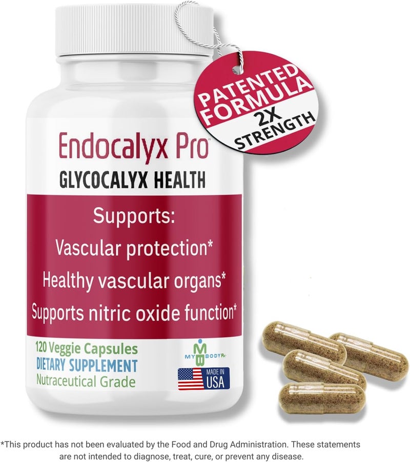 MYBODYRX مكمل إندوكاليكس برو لدعم الجليكوكاليكس البطاني 120 كبسولة صحة الأوعية الدموية والميكروcirculation  مدروس سريرياً  محمي ببراءة اختراع  يدعم وظائف أكسيد النيتريك - Image 2