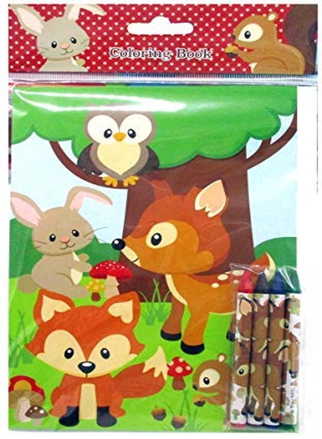 TINYMILLS Woodland Animals Coloring Book for Kids Party Favor Set with 12 Coloring Books and 48 Crayons Cute Forest Creatures Birthday Party Woodland Creatures Party Favor Bag Fillers - Image 4