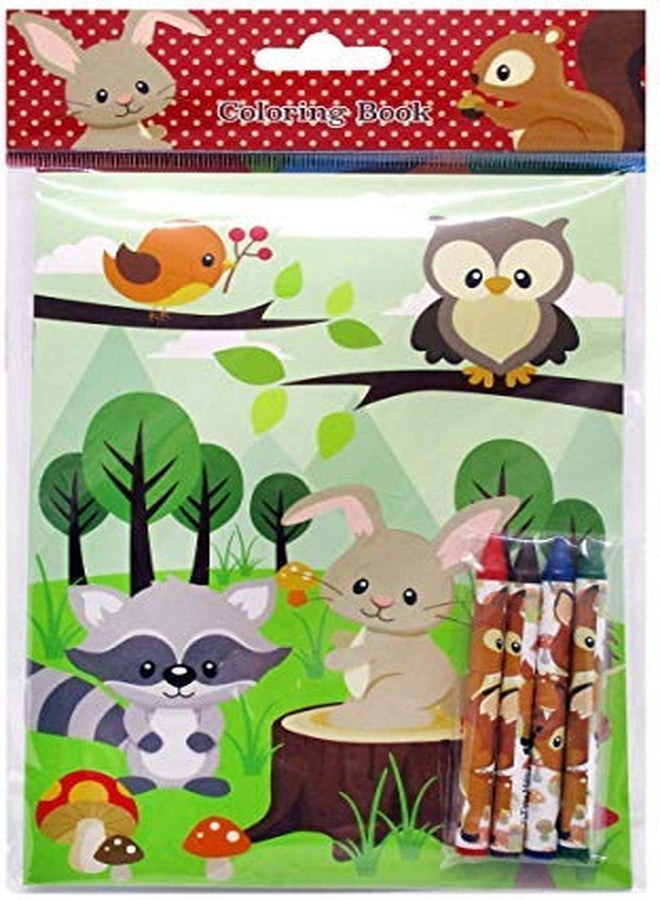 TINYMILLS Woodland Animals Coloring Book for Kids Party Favor Set with 12 Coloring Books and 48 Crayons Cute Forest Creatures Birthday Party Woodland Creatures Party Favor Bag Fillers - Image 5