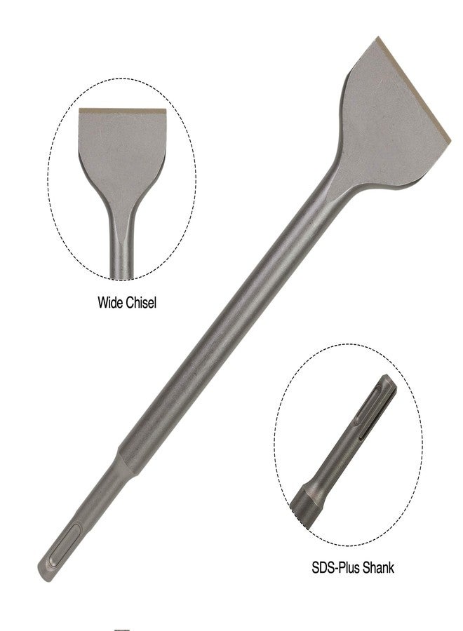 Sabre Tools SDS Plus 4-Piece Chisel Set, Thinset Scraping Bit 3” x 10” Thinset Scaling Chisel, Point Chisel, Flat Chisel, Wide Chisel - SDS Chisel Bits for Hammer Drills - Tile Removal - Image 5