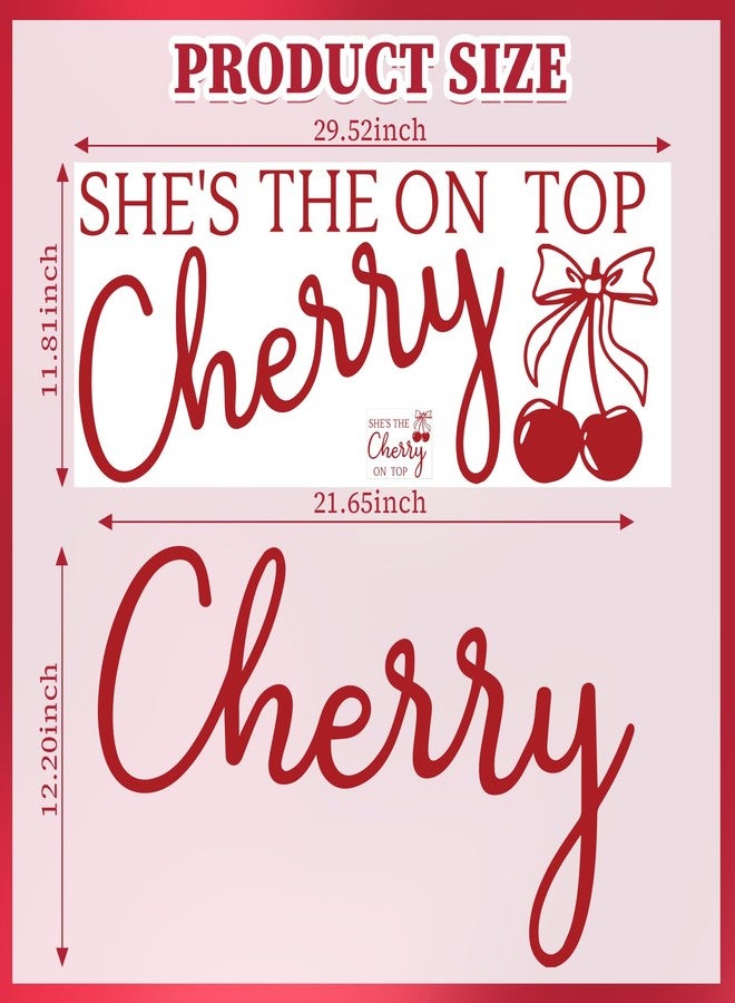 Ramciyo She's The Cherry on Top Decal for Backdrop Arch - Cherry Theme Baby Shower Decorations - Our Little Cherries on Top Baby Shower Backdrop - Cherries Themed Birthday/Bridal Shower Party Decorations - Image 3