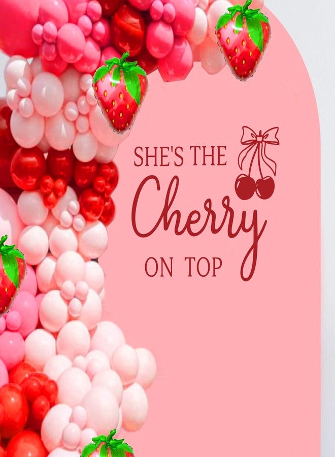 Ramciyo She's The Cherry on Top Decal for Backdrop Arch - Cherry Theme Baby Shower Decorations - Our Little Cherries on Top Baby Shower Backdrop - Cherries Themed Birthday/Bridal Shower Party Decorations - Image 2