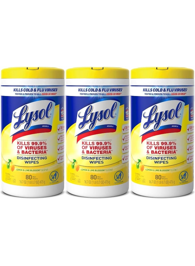 Lysol Disinfecting Wipes, Lemon & Lime Blossom, 240ct (3X80ct) - Image 1
