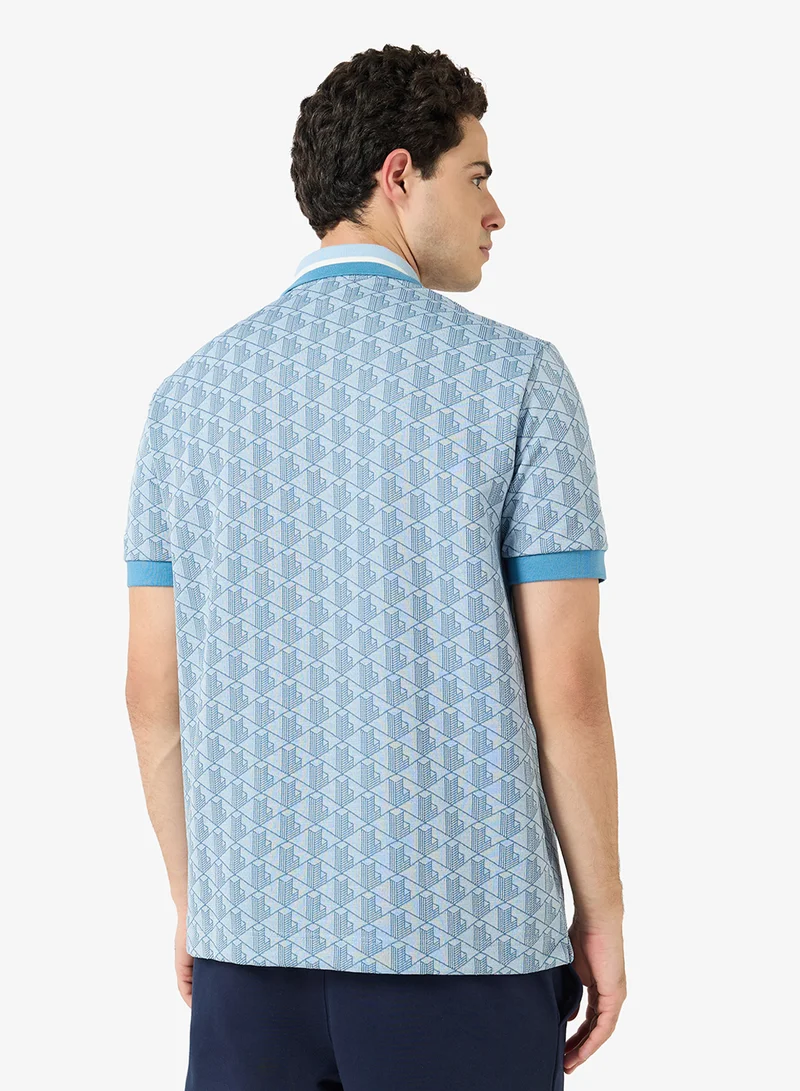 لاكوست Classic Fit Monogram Jacquard Polo Shirt