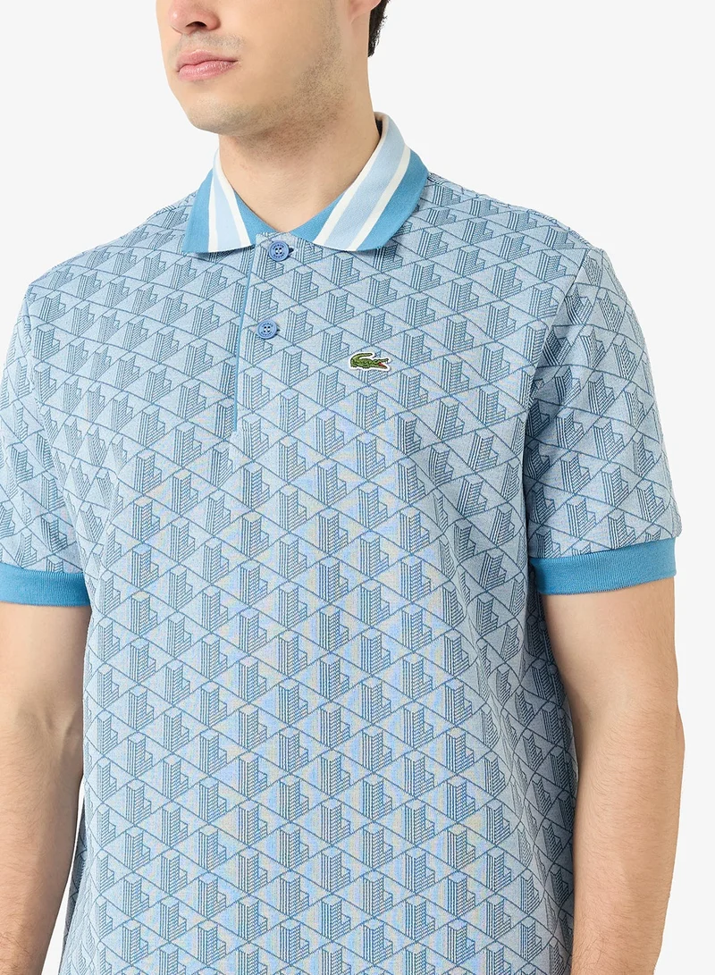LACOSTE  Classic Fit Monogram Jacquard Polo Shirt for Men | Best Price UAE