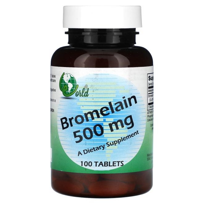 World Organic Bromelain 500 mg 100 Tablets - Image 1