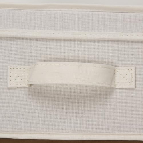 Household Essentials 111 Storage Box with Lid and Handle - Natural Beige Canvas - Medium,Natural Trim - Image 5