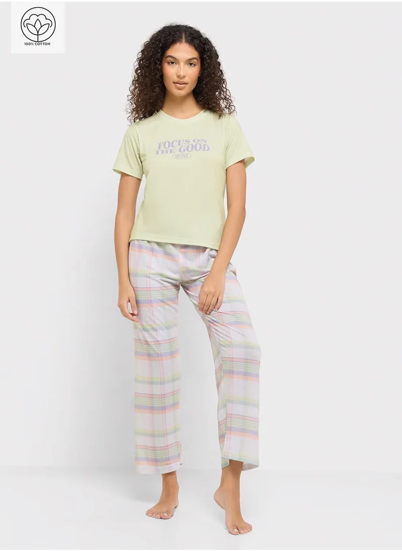 Ginger Cotton Graphic T-Shirt & Pyjama Set