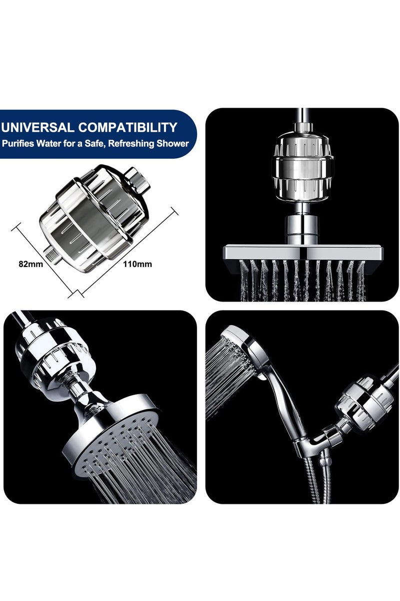 Eesyy 25-Stage Shower Filter, Polished Chrome Design, Includes 2 Cartridges (One Pre-Installed), Efficient Hard Water Filtration, Helps Reduce Chlorine and Fluoride  - Image 5