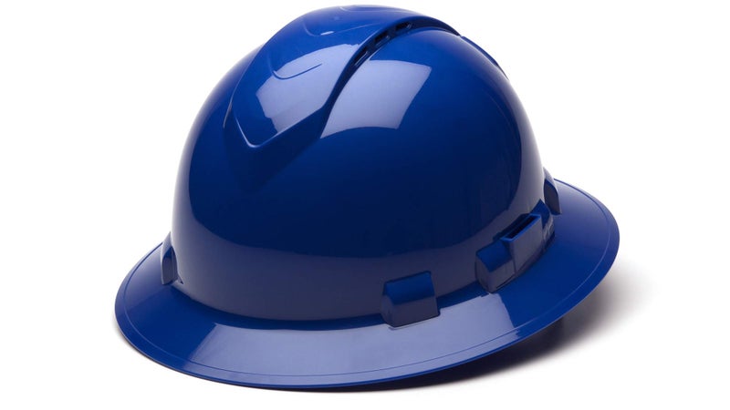 Ridgeline Pyramex Ridgeline Full Brim Hard Hat 6 Point Ratchet Blue Vented - Image 1