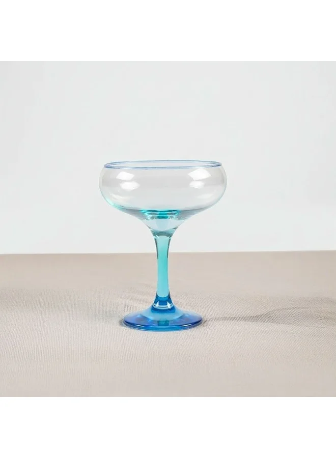 DANUBE HOME Rakle 4-Piece Blue Rim Wine Glass Set - 270ml Soda Lime Glassware for Kitchen Table Top - Elegant and Stylish Drinkware - Ideal for Entertaining and Home Use