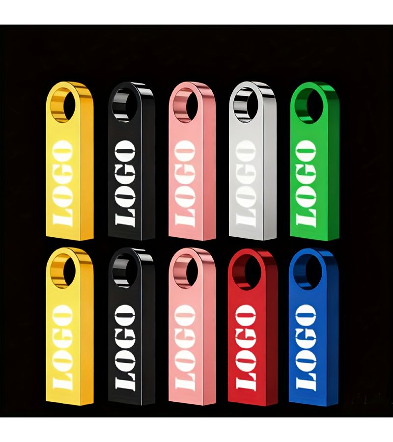 30 Pieces Custom Logo Blue Metal USB 2.0 Flash Drive 2GB Pendrive Best Gift - Image 1