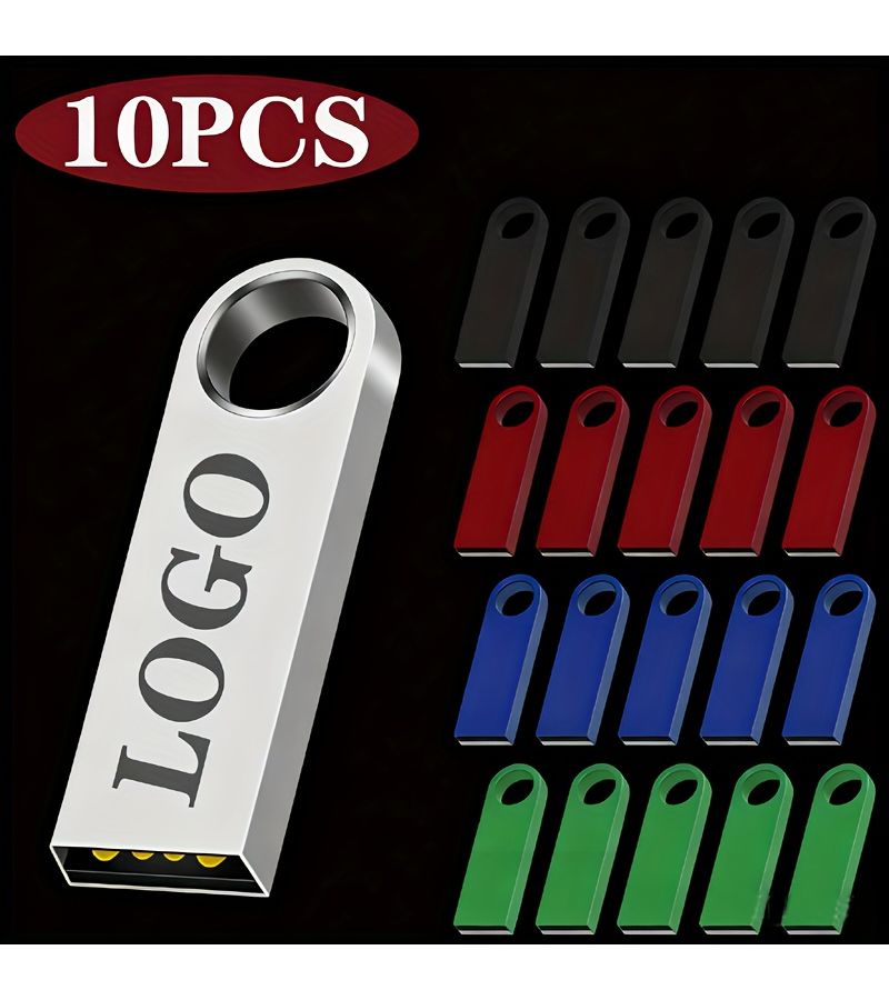 30 Pieces Custom Logo Blue Metal USB 2.0 Flash Drive 2GB Pendrive Best Gift - Image 2