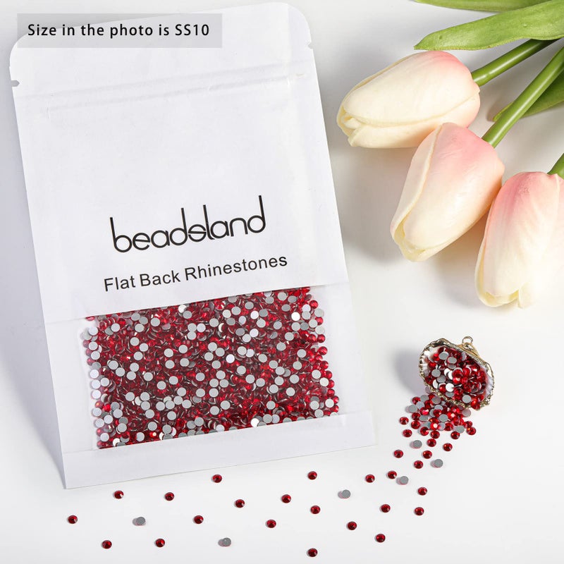 beadsland Flat Back Crystal Rhinestones Round Gems, Light Siam (2.7-2.8mm) SS10/1440pcs - Image 5