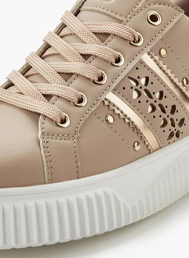 Flora Bella By Shoexpress NUDE Flora Bella Women Lace-Up Sneakers for Women | Best Price UAE