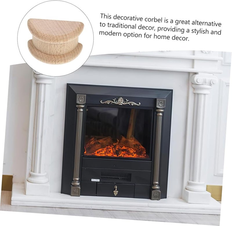 تصاميم أعمدة رومانية منحوتة من الخشب الكاكي تطبيقات زخرفية لتزيين الخزائن والأثاث وديكور المنزل مجموعة من 4 قطع - Image 4