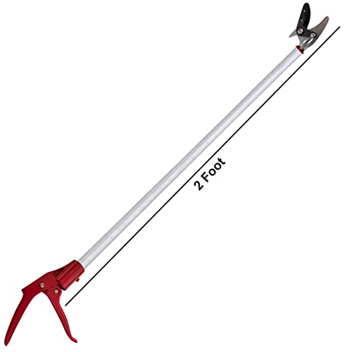 Prunrt Tree Trimmer 2 Foot Pole Pruner Long Reach Pruning Shears Cut and Hold Garden Clippers Aluminum Lightweight Handle Fruit Picker Branch Bypass Loppers - Image 3
