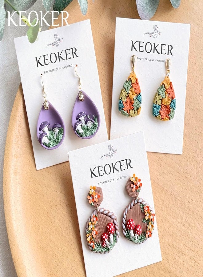 KEOKER Fall Polymer Clay Molds, Mushroom Polymer Clay Silicone Molds, Polymer Clay Mini Molds, 4pcs Earring Molds for Polymer Clay, Autumn Polymer Clay Molds for Jewelry(Substitute Micro Clay Cutters) - Image 2