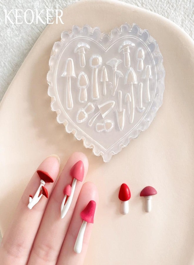 KEOKER Fall Polymer Clay Molds, Mushroom Polymer Clay Silicone Molds, Polymer Clay Mini Molds, 4pcs Earring Molds for Polymer Clay, Autumn Polymer Clay Molds for Jewelry(Substitute Micro Clay Cutters) - Image 3