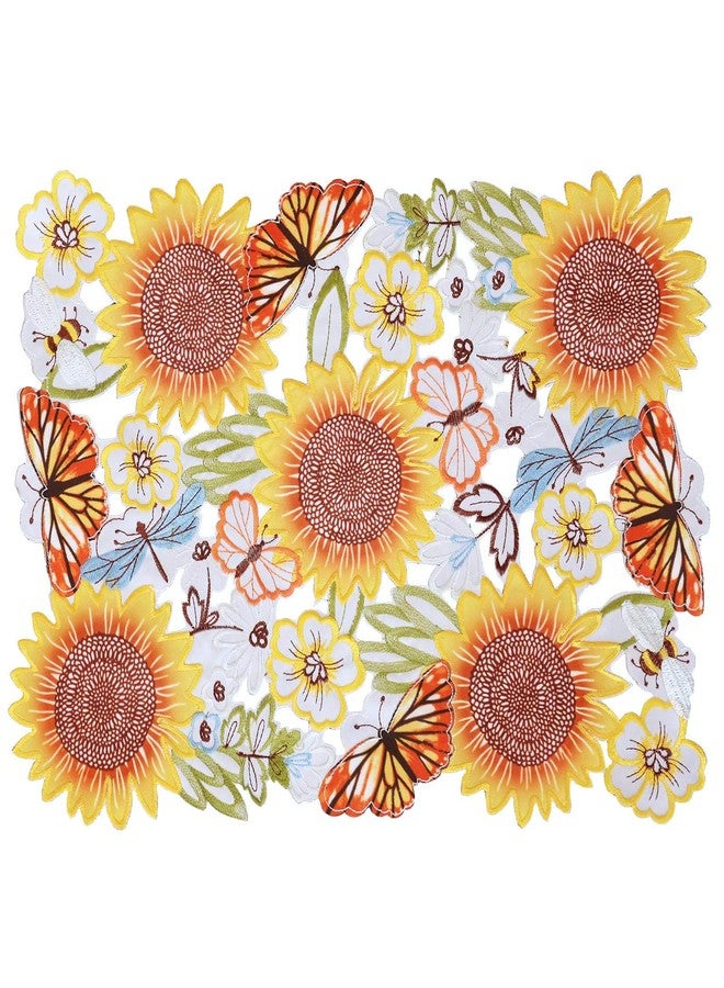 Simhomsen Embroidered Sunflowers and Butterflies Table Placemats for Spring and Summer (13 x 19 inches placemats Set of 4) - Image 1
