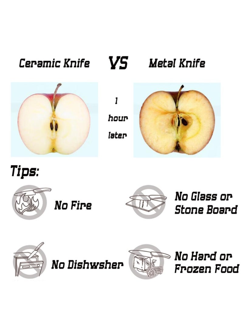 Astylway Ceramic Knife 6 inch Chef Knife Black Blade Small Paring Knife Fruit and Vegetable knife Longer Sharp Rust Proof Stain Resistant  - Image 5