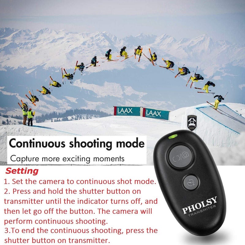 PHOLSY Wireless Shutter Release Camera Remote Control for Fujifilm GFX50S, XPro2, X-H1, X-T2, X-T1, X-T10, X-T20, X-T100, X-E2S, X-E2, X-M1, X-A3, X-A2, X-A1, X-A10, X100F, X100T, X70, X30, XQ2, XQ1 - Image 5