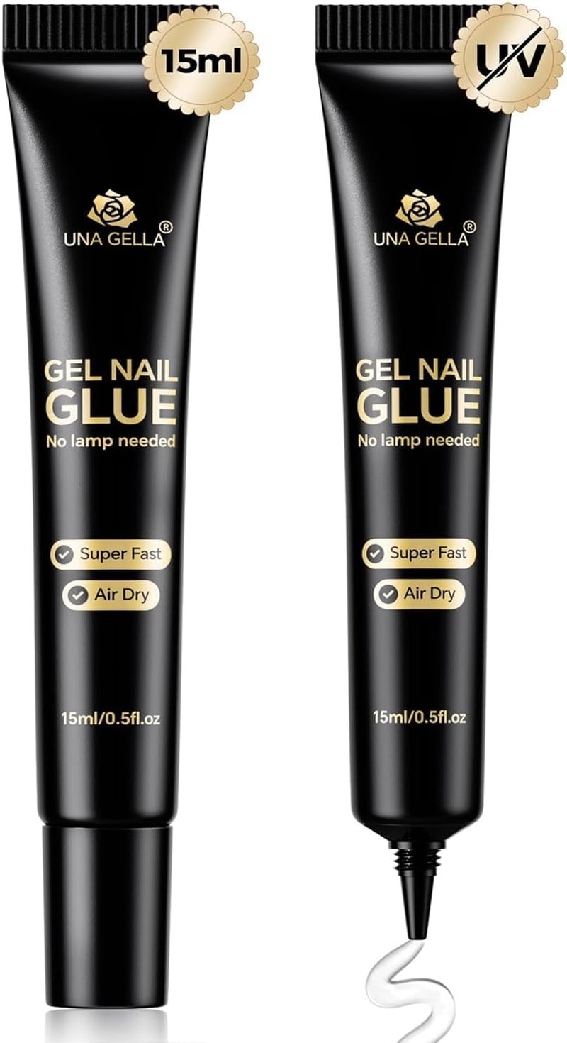UNA GELLA Strong Nail Glue Gel, 15 ml x 2 Pieces, No UV/Light Lamp Nail Glue, Quick Drying, Super Strong Nail Glue for Press-On Artificial Nails, Tips Extension, DIY Kit Tiered purchase options - Image 1