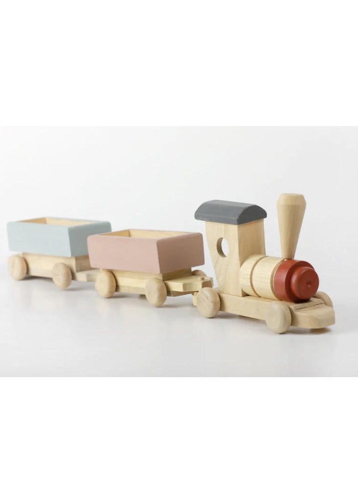بيرتش آند باغز قطار خشبي سريع قطار خشبي مع عربات - ديكور خشبي للجنسين ديكور حضانة هدية للأطفال هدية طفل صغير - Image 1