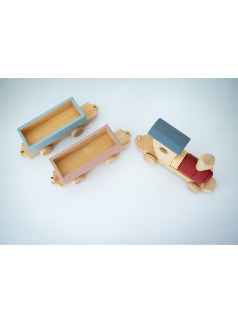 بيرتش آند باغز قطار خشبي سريع قطار خشبي مع عربات - ديكور خشبي للجنسين ديكور حضانة هدية للأطفال هدية طفل صغير - Image 5