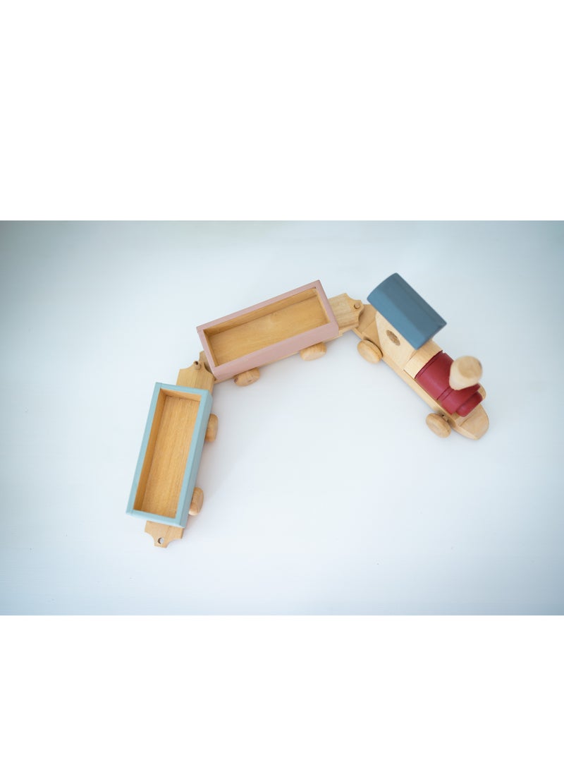 بيرتش آند باغز قطار خشبي سريع قطار خشبي مع عربات - ديكور خشبي للجنسين ديكور حضانة هدية للأطفال هدية طفل صغير - Image 3