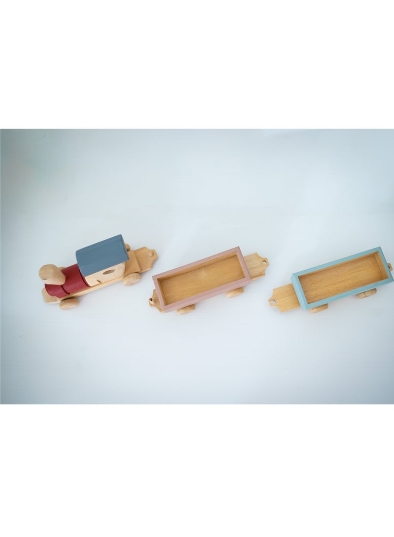 بيرتش آند باغز قطار خشبي سريع قطار خشبي مع عربات - ديكور خشبي للجنسين ديكور حضانة هدية للأطفال هدية طفل صغير - Image 4