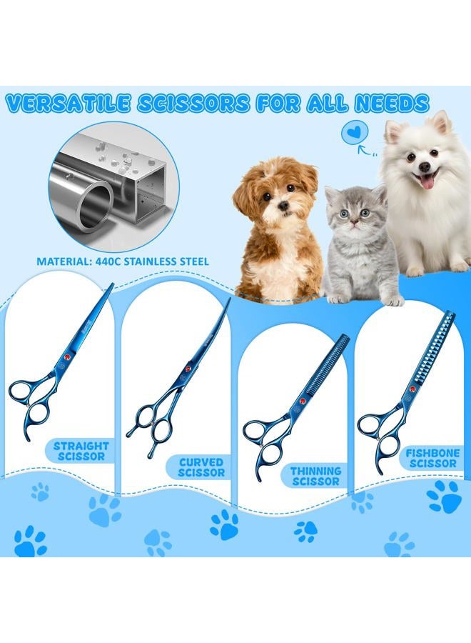 Moontay Professional Dog Grooming Scissors Set, 7 Inch/8 Inch Pet Grooming Scissors Chunkers Shears for Dog, Curved Dog Grooming Scissors, Thinning Shears for Dog with Grooming Comb - Image 3