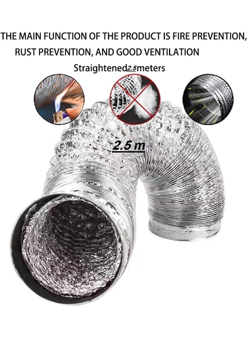 Kitchen chimney or heater and gas stove chimney vent - Flexible thermal aluminum expandable - For kitchen, bathroom and air conditioning exhaust fans (2.5 meters 6 inches + vent + adhesive roll) - Image 2