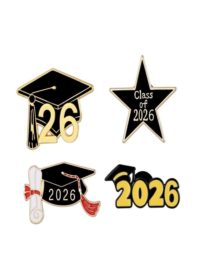 بروش تخرج 2026، دبوس على شكل نجمة، قبعة تخرج حمراء، شارات مطلية بالمينا، هدية تخرج لطلاب ومعلمي الجامعة - 4 قطع - Image 1