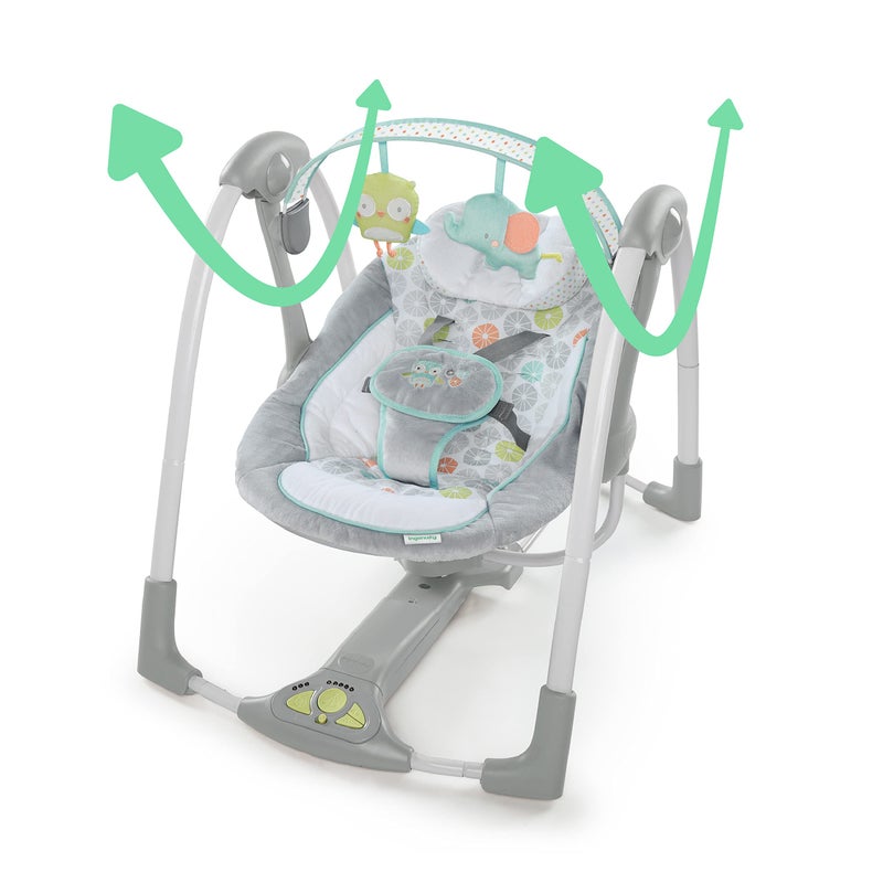 Ingenuity Swing 'n Go 5-Speed Baby Swing - Foldable, Portable, 2 Plush Toys & Sounds, 0-9 Months 6-20 lbs (Hugs & Hoots) - Image 4