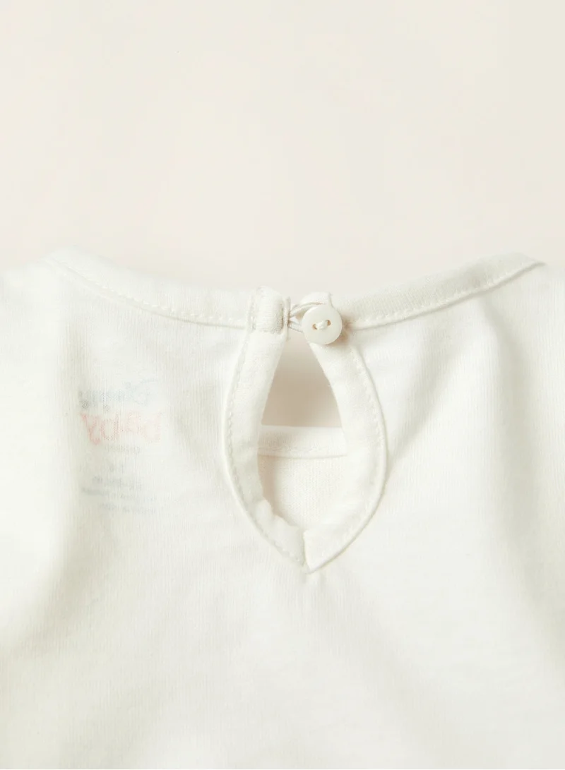 زيبي Long-Sleeve Cotton T-shirt for Baby Girls 'Minnie', White