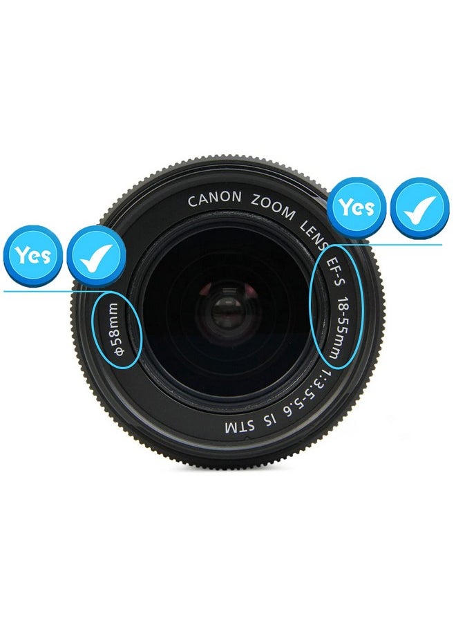 HUIPUXIANG 58Mm Lens Cap Cover For Canon Efs 1855Mm F 3.55.6 Is Ii Stm F 45.6 Is Stm Lenscompatible For Eos Rebel T7 T6 T5 T8I T7I T6S T6I T5I 90D 80D 70D Sl3 Sl2 &More Lens For 58Mm Filter Thread  - Image 4