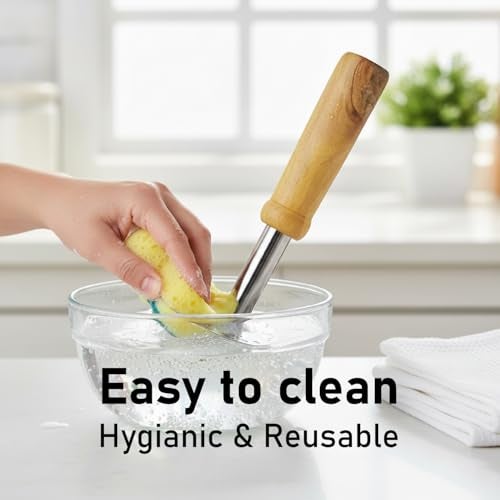 DeoDap Potato Masher Stainless Steel 1 Pc – Stainless Steel Pav Bhaji Masher with Wooden Handle, Crusher for Effortless Mashing of Potatoes, Veggies & Fruits, Durable Kitchen Tool for Smooth Cooking - Image 5