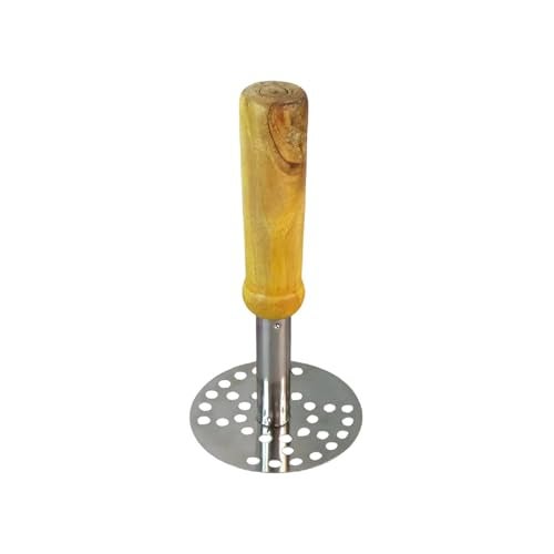 DeoDap Potato Masher Stainless Steel 1 Pc – Stainless Steel Pav Bhaji Masher with Wooden Handle, Crusher for Effortless Mashing of Potatoes, Veggies & Fruits, Durable Kitchen Tool for Smooth Cooking - Image 1