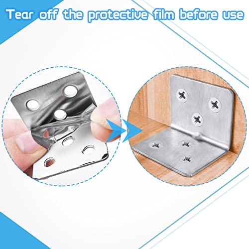 Carooyac 26PCS L Bracket + 156 Screws, Stainless Steel Small Corner Brace for Wooden Shelves, Tables & Cabinets - Image 4