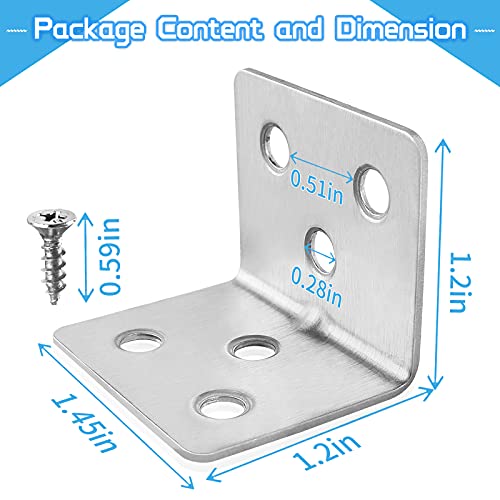 Carooyac 26PCS L Bracket + 156 Screws, Stainless Steel Small Corner Brace for Wooden Shelves, Tables & Cabinets - Image 5