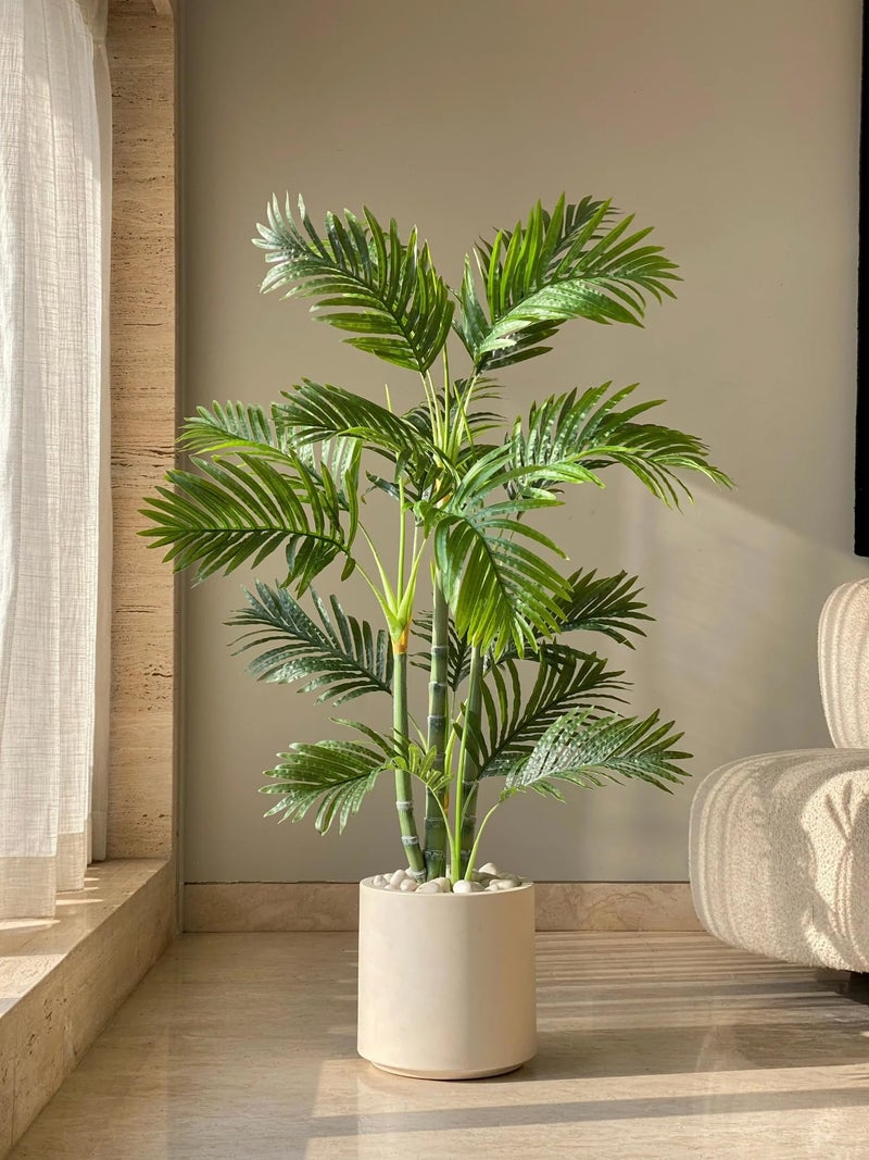 Home Bloom Decoration Artificial Areca Palm Plants for Indoor & Outdoor with Pot for Interior Decor/Home Decor/Office Dcor (Multicolor) (Green) - Image 2