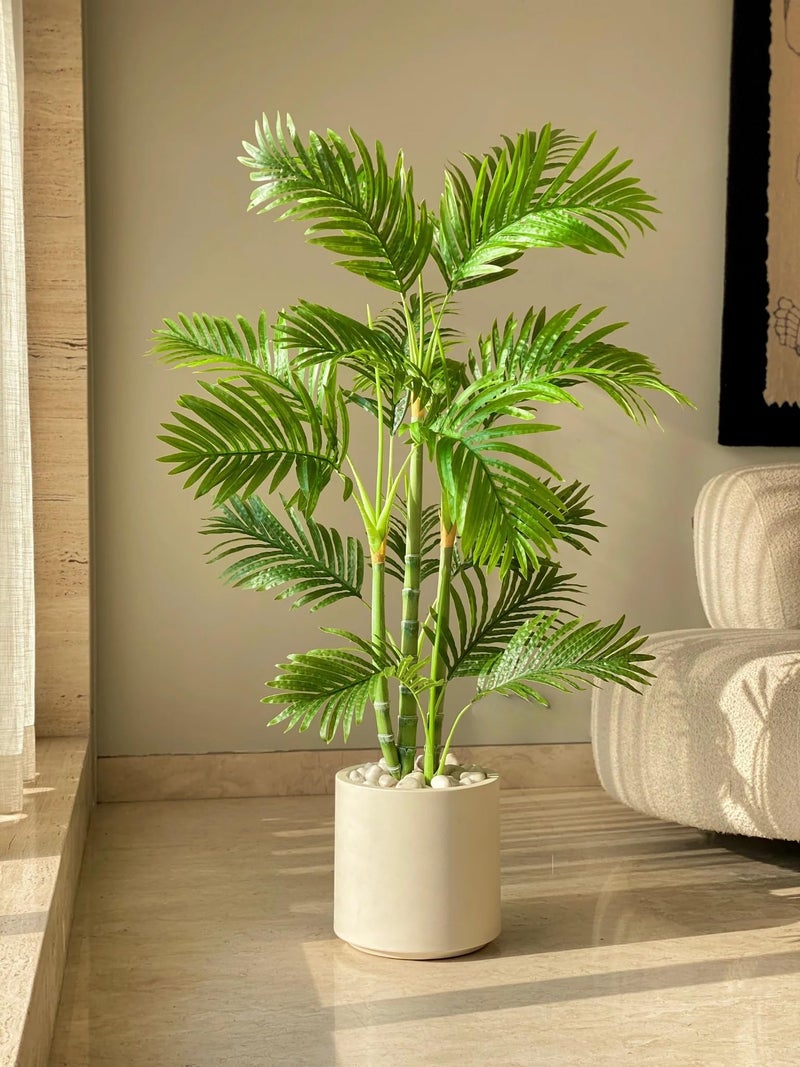 Home Bloom Decoration Artificial Areca Palm Plants for Indoor & Outdoor with Pot for Interior Decor/Home Decor/Office Dcor (Multicolor) (Green) - Image 4