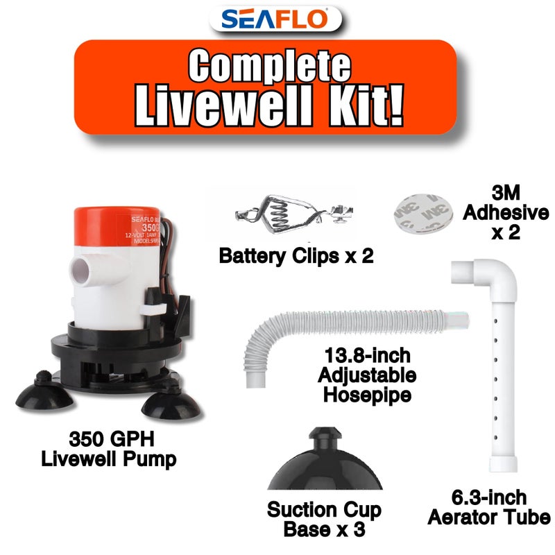 SEAFLO 10 Series Portable Livewell Aerator Kit - 12V, 350 GPH, Bait Pump, Submersible, Corrosion-Resistant, Efficient Oxygenation, Fresh/Saltwater Use, CE & ROHS Certified, 4-Year Warranty - Image 4