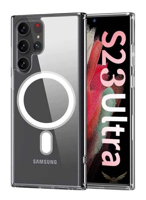 Galaxy S23 Ultra Case with Support Magsafe Charging Ultra Thin Shockproof Transparent Non-Yellowing Compatible with Samsung Galaxy S23 Ultra Cover 6.8 inch 2023